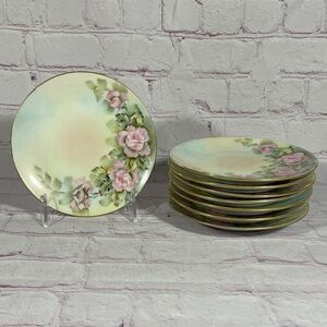 Vintage Thomas Bavaria Hand Painted Floral Dessert Plates - Set of 8